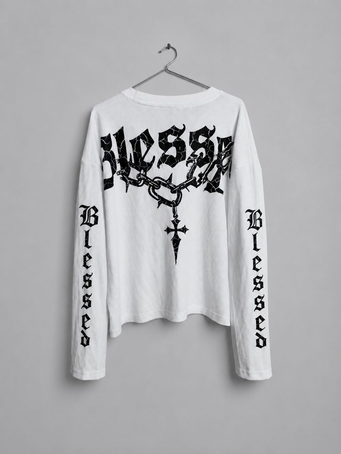 OVERSIZED Long Sleeve Henley T-Shirt White