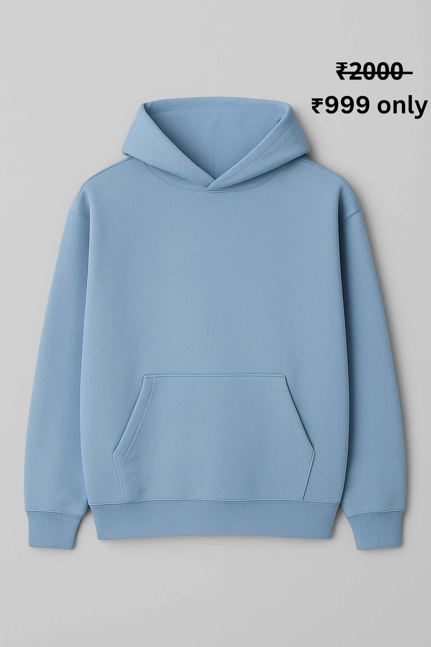 PREMIUM OVERSIZE SKY BLUE PLAIN HOODIE