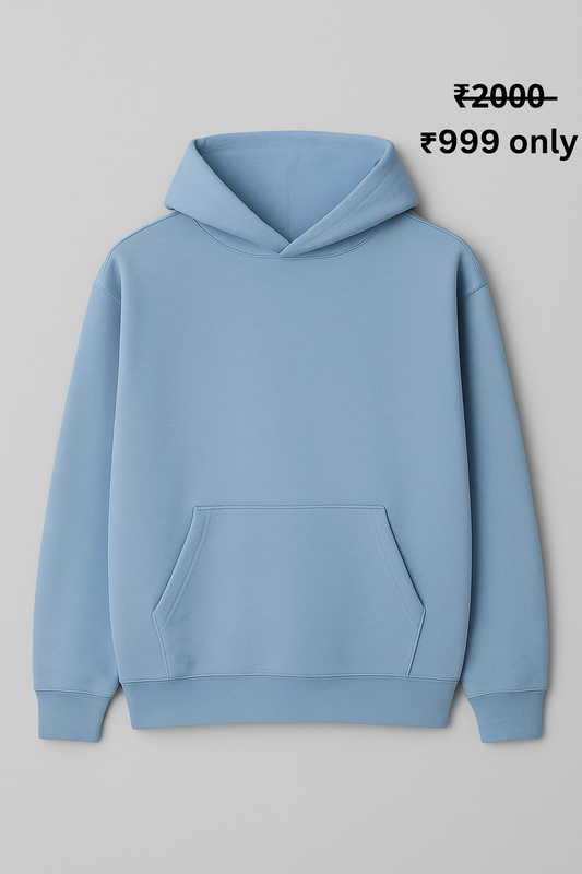 PREMIUM OVERSIZE SKY BLUE PLAIN HOODIE