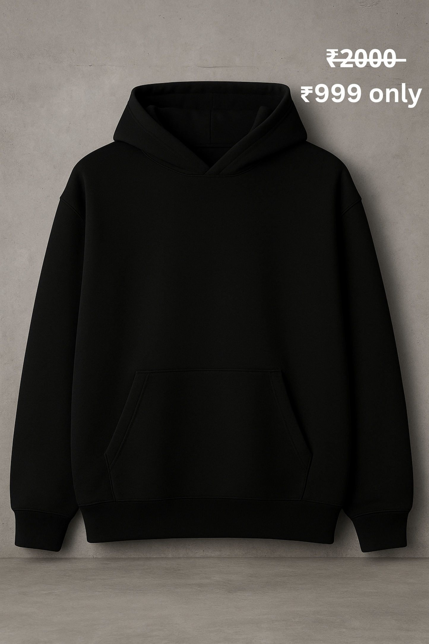 PREMIUM OVERSIZE BLACK PLAIN HOODIE