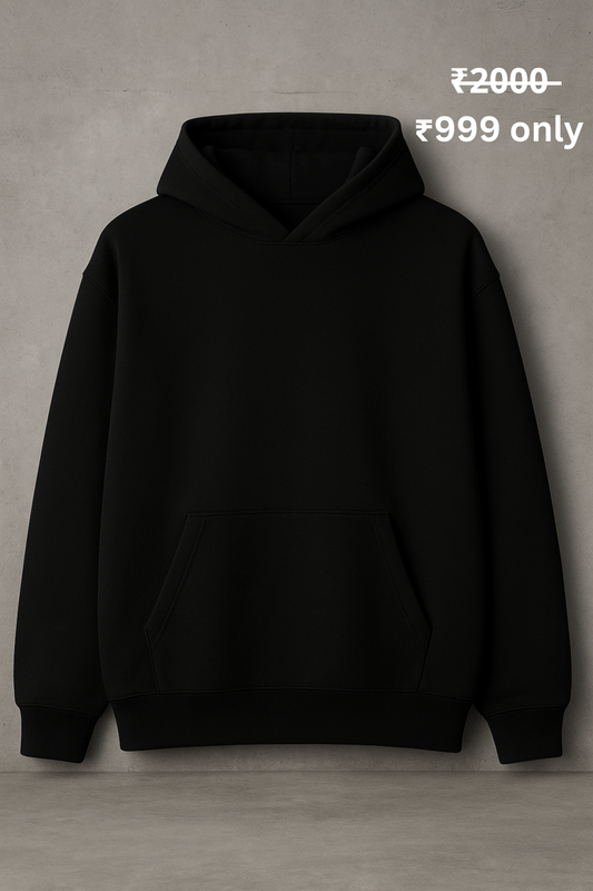 PREMIUM OVERSIZE BLACK PLAIN HOODIE