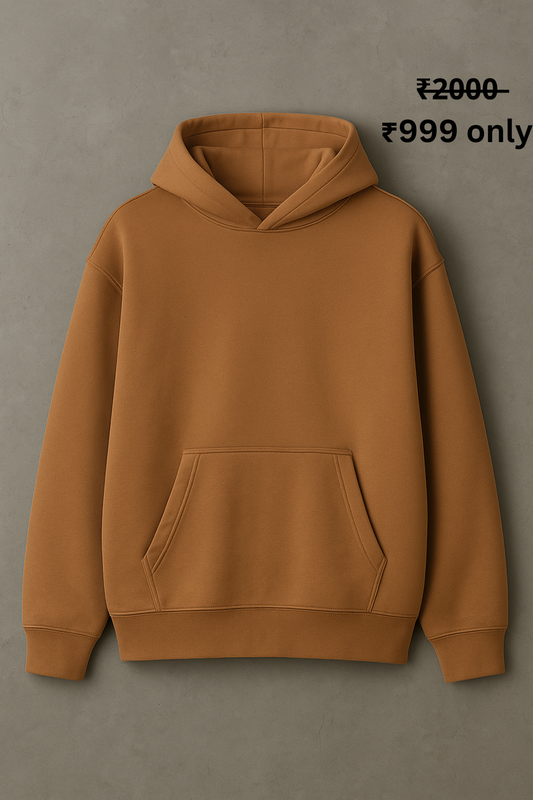 PREMIUM OVERSIZE BROWN PLAIN HOODIE