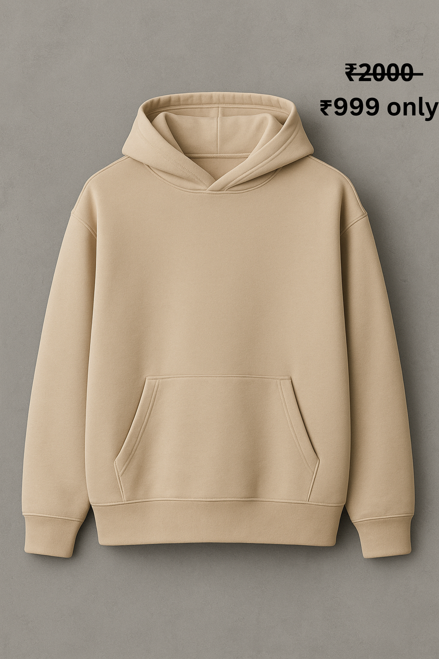 PREMIUM OVERSIZE BEIGE PLAIN HOODIE