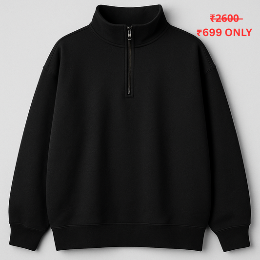 OVERSIZE PREMIUM 380 GSM (QUARTER ZIPPER) black