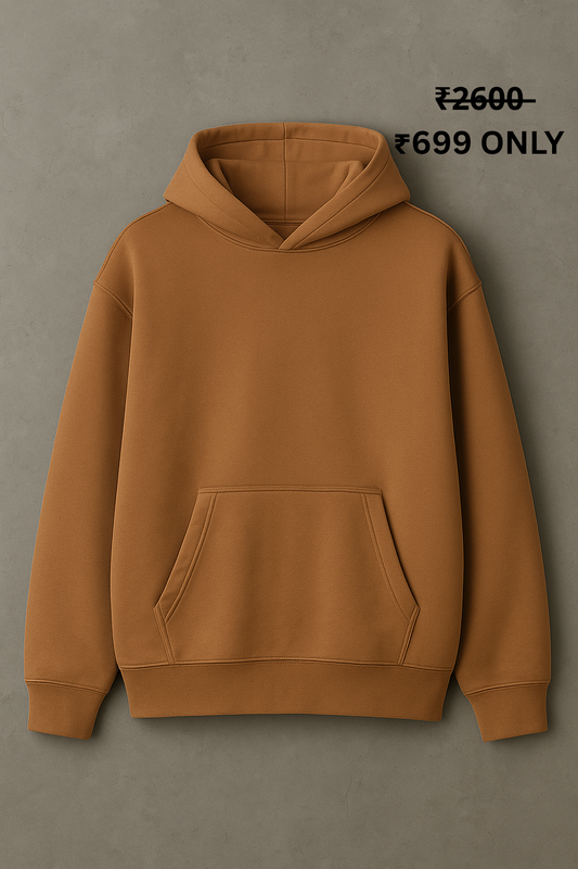 PREMIUM OVERSIZE TAN BROWN PLAIN HOODIE..