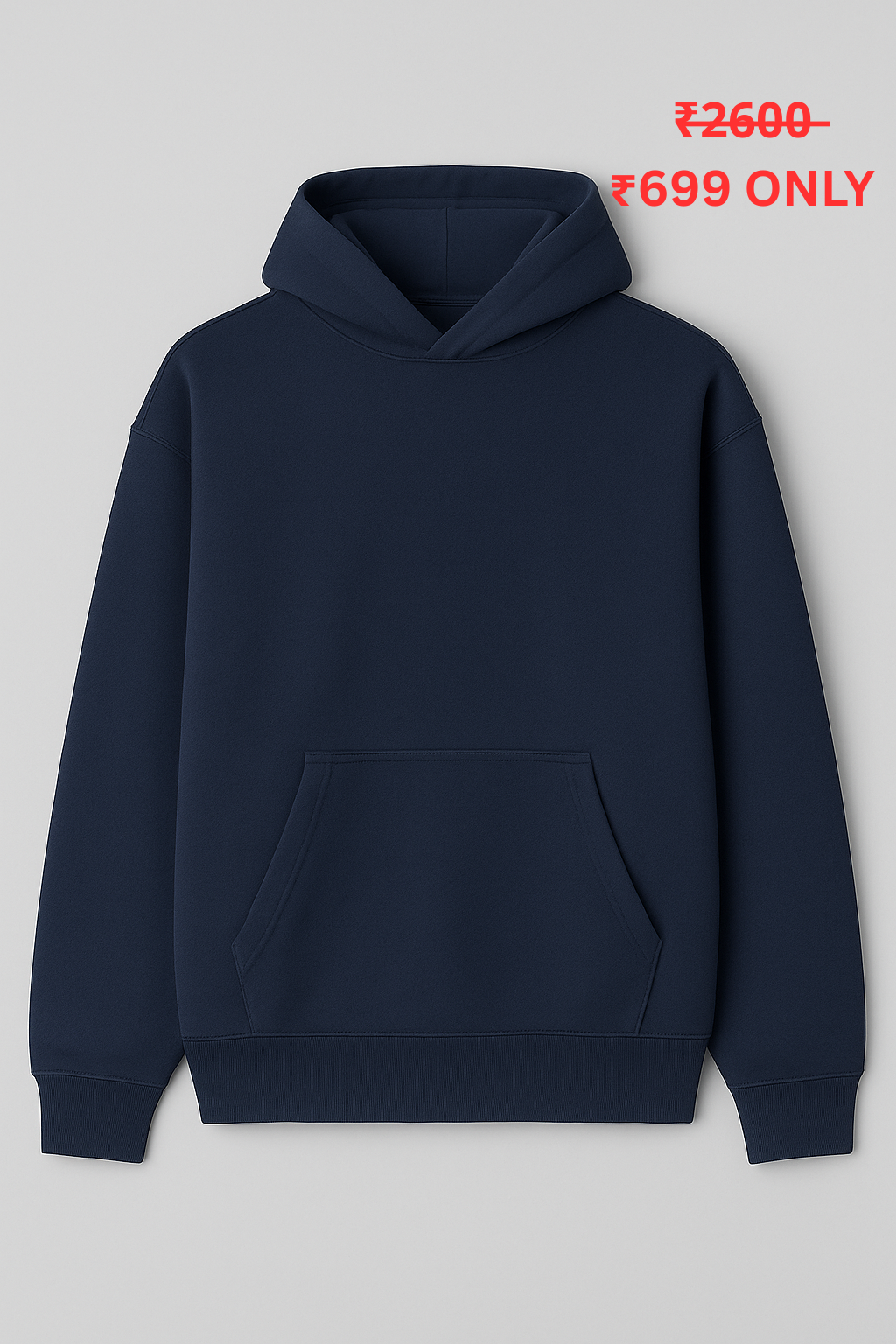 PREMIUM OVERSIZE NAVY BLUE PLAIN HOODIE