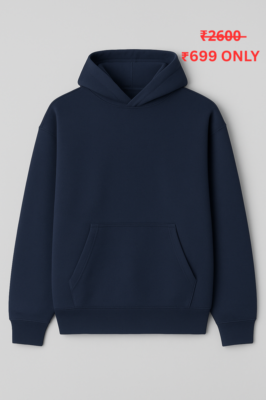 PREMIUM OVERSIZE NAVY BLUE PLAIN HOODIE