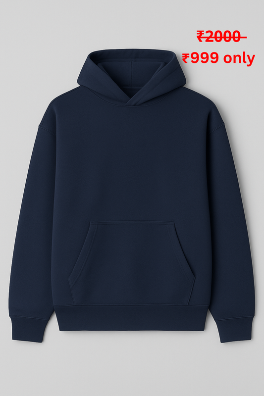 PREMIUM OVERSIZE NAVY BLUE PLAIN HOODIE