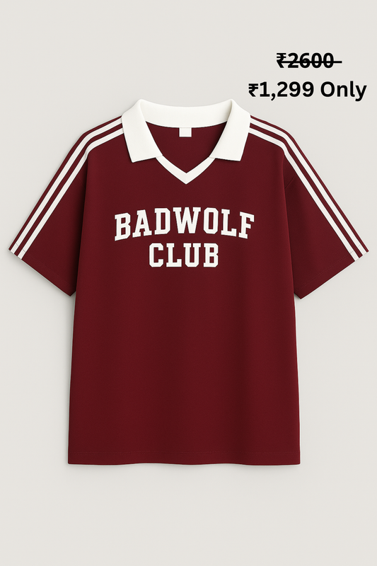 BADWOLF CLUB RETRO VARSITY OVERSIZE (MEHROON)