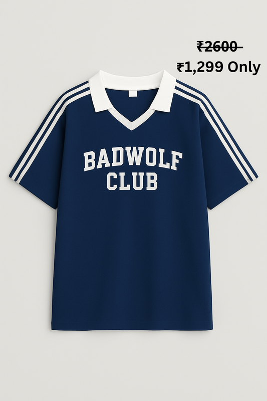 BADWOLF CLUB RETRO VARSITY OVERSIZE (NAVY BLUE)