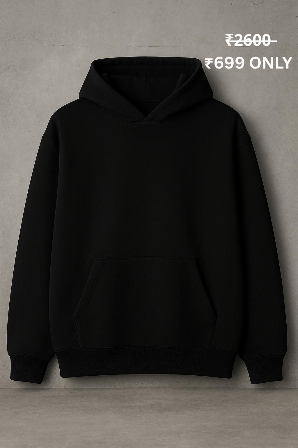 PREMIUM OVERSIZE BLACK PLAIN HOODIE