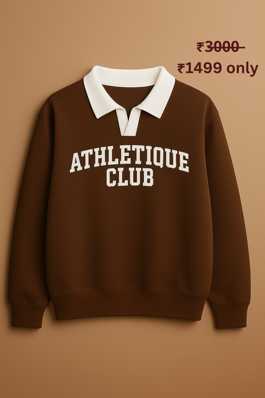 Premium Oversize polo sweatshirt “Athletique Heritage...( coffee )