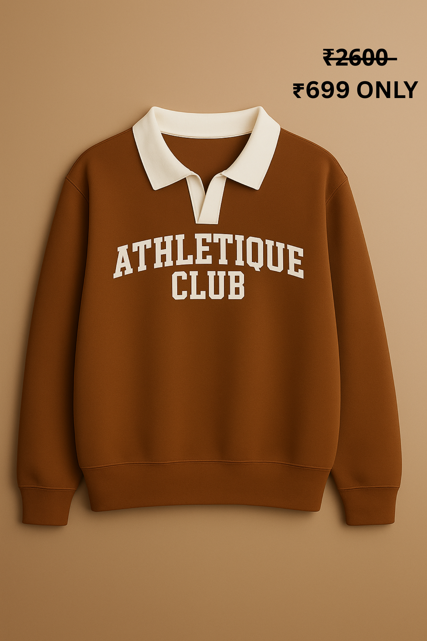 PREMIUM OVERSIZE ATHLETIQUE POLO SWEATSHIRT(BROWN)