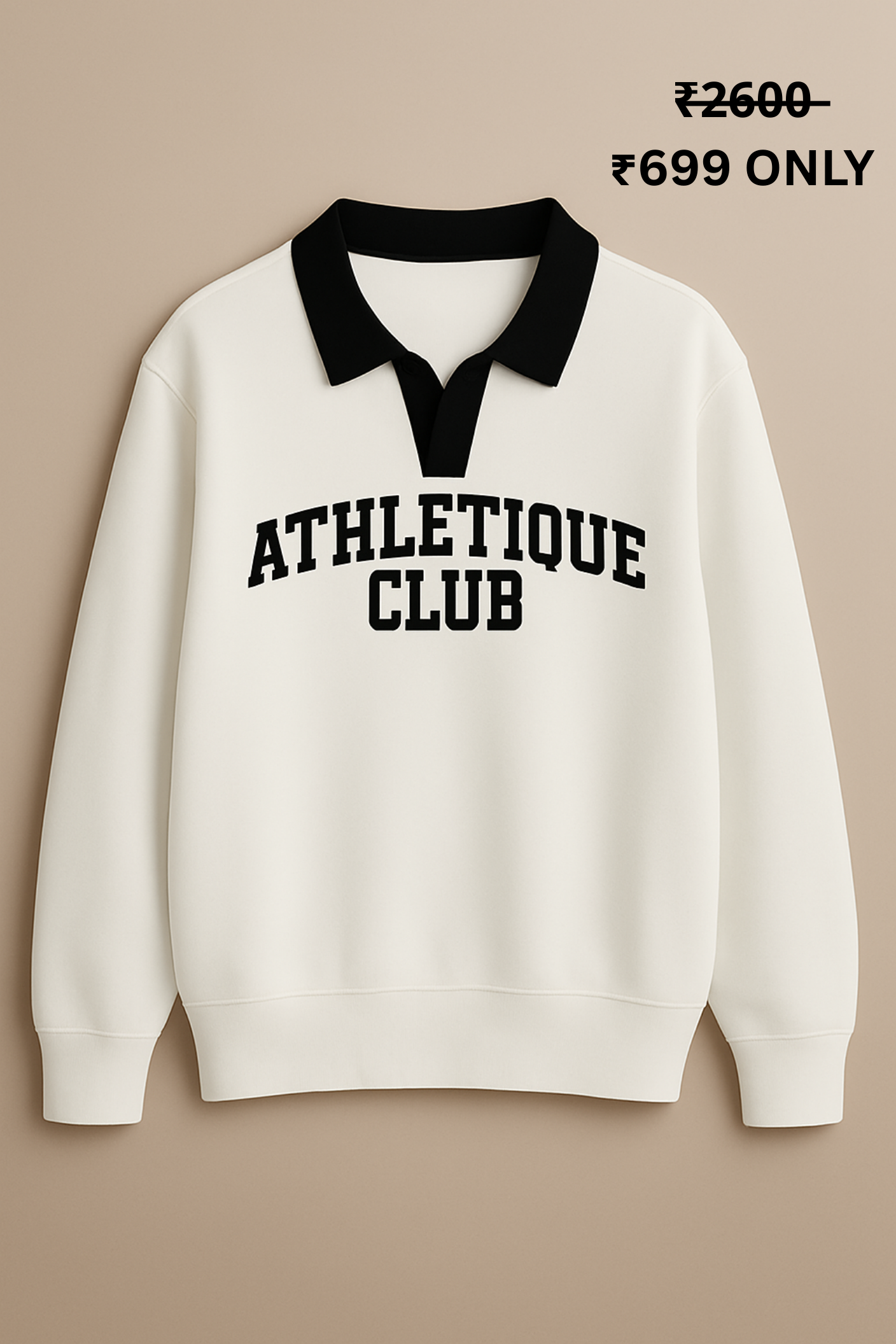 PREMIUM OVERSIZE ATHLETIQUE POLO SWEATSHIRT (WHITE)........