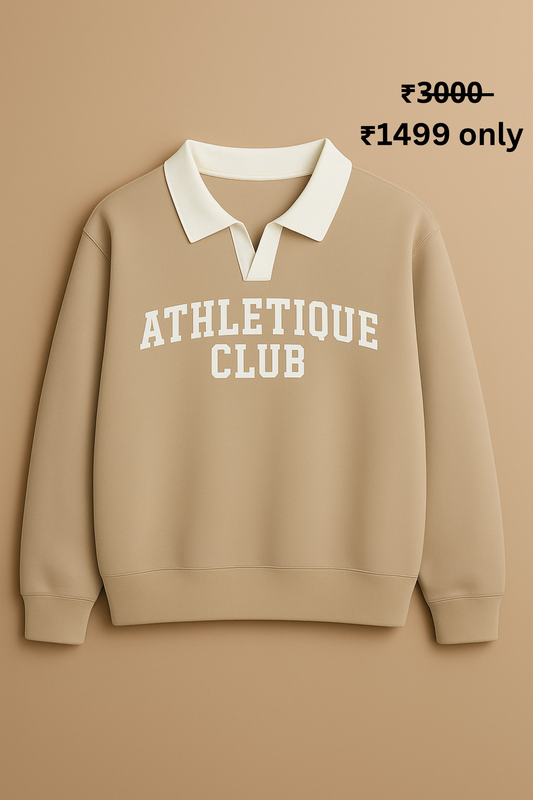 PREMIUM OVERSIZE ATHLETIQUE POLO SWEATSHIRT (BEIGE)
