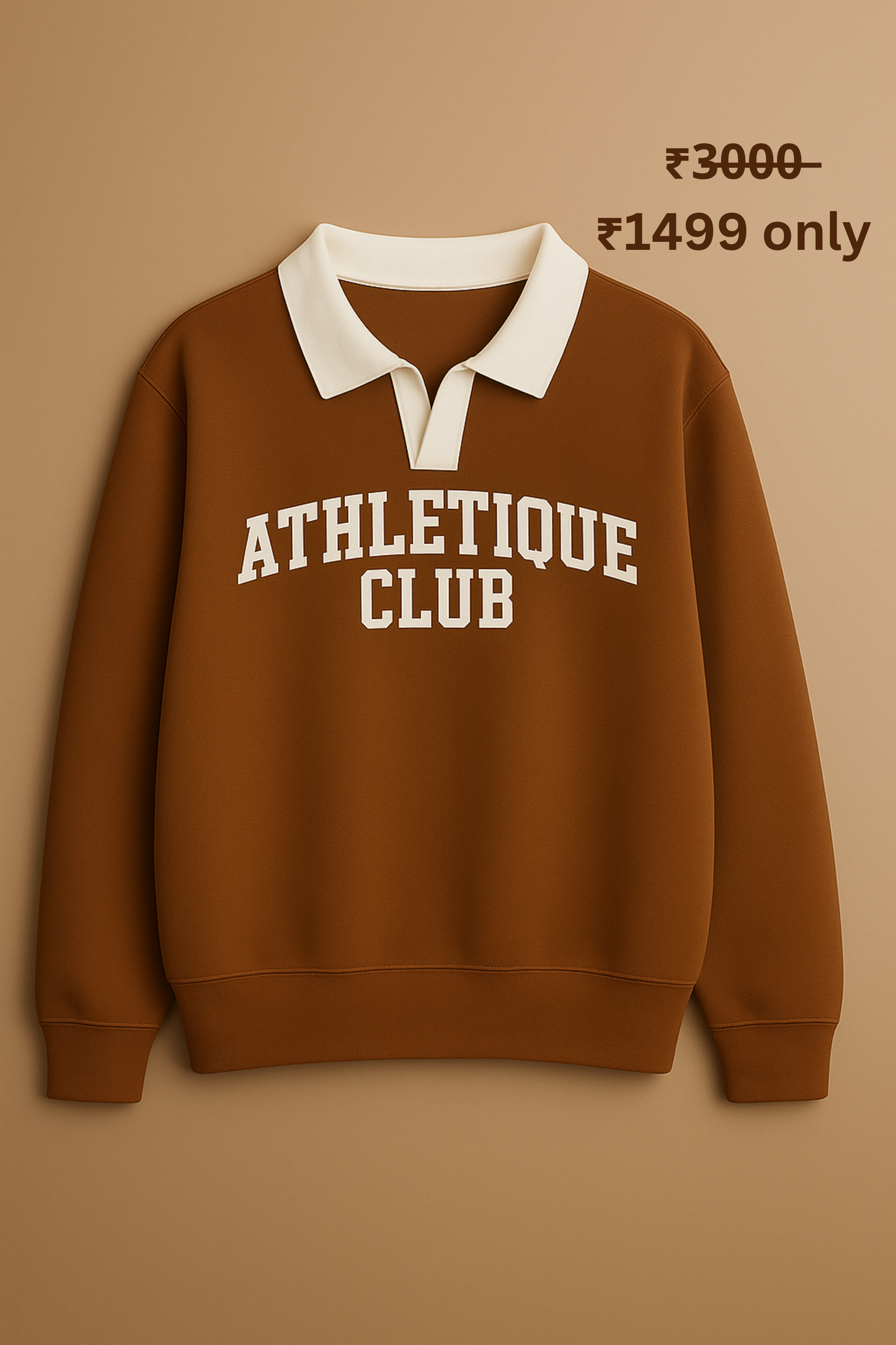 PREMIUM OVERSIZE ATHLETIQUE POLO SWEATSHIRT(BROWN)