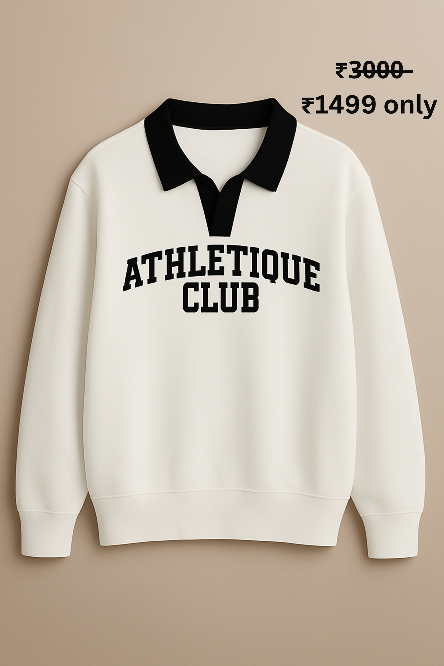 PREMIUM OVERSIZE ATHLETIQUE POLO SWEATSHIRT (WHITE)........