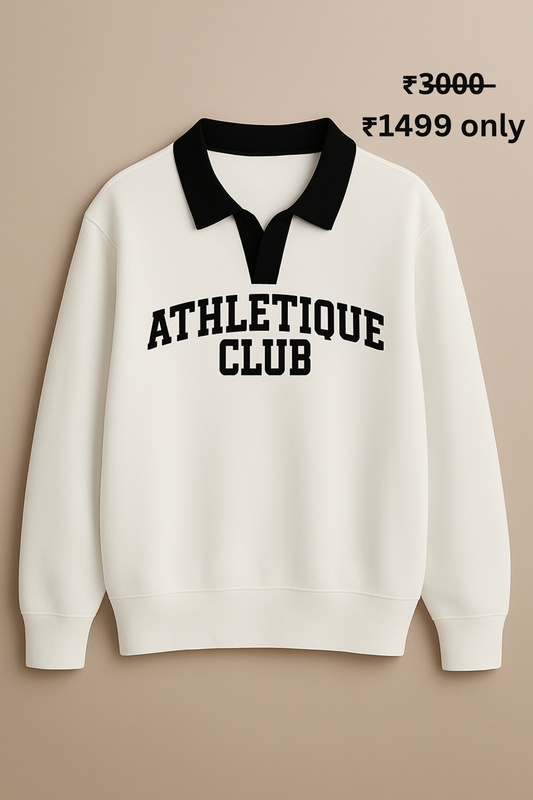 PREMIUM OVERSIZE ATHLETIQUE POLO SWEATSHIRT (WHITE)........