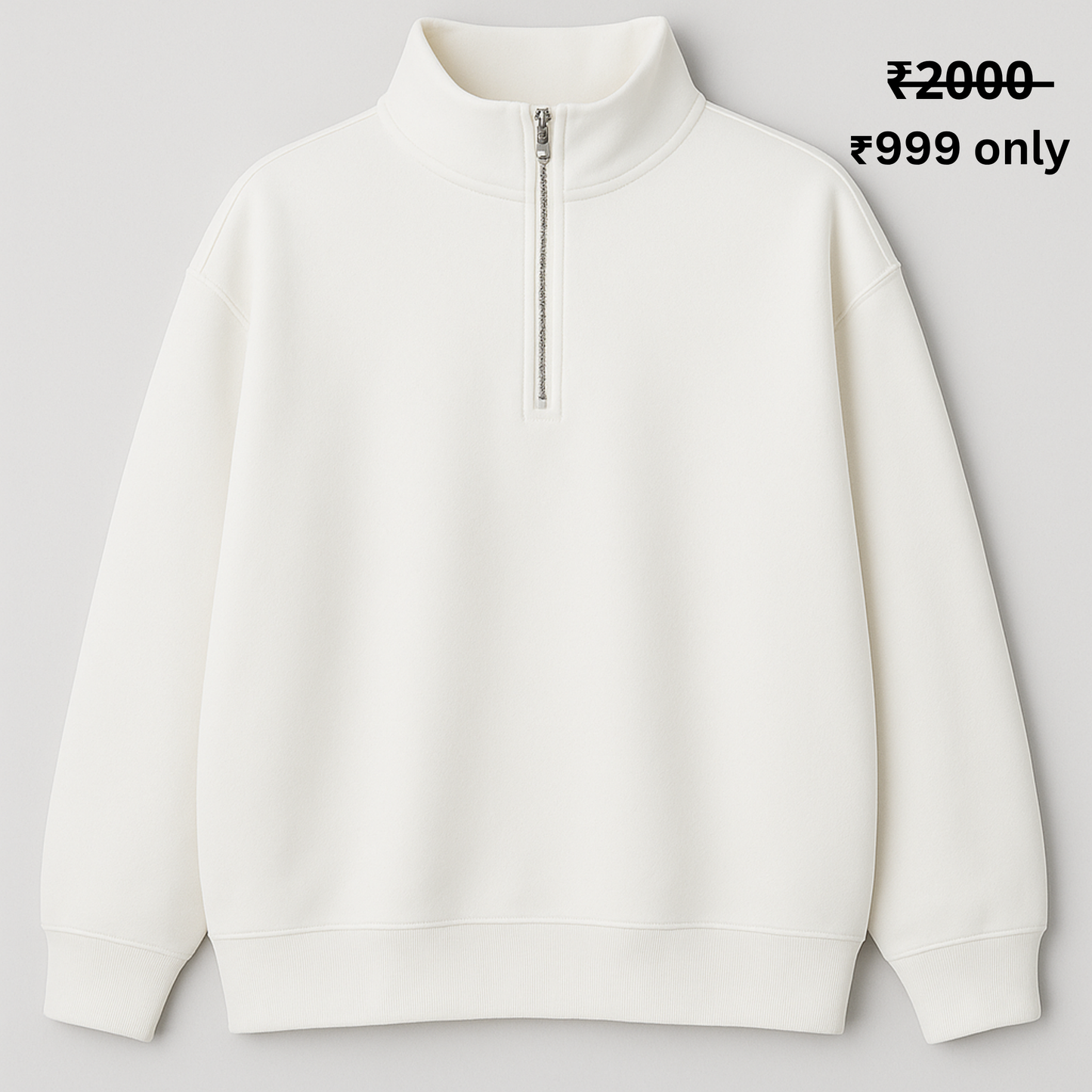 PREMIUM 380 GSM (WHITE) QUARTER ZIP