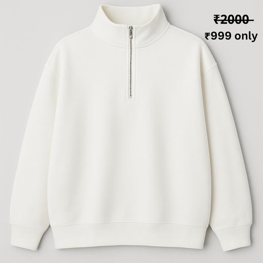 PREMIUM 380 GSM (WHITE) QUARTER ZIP