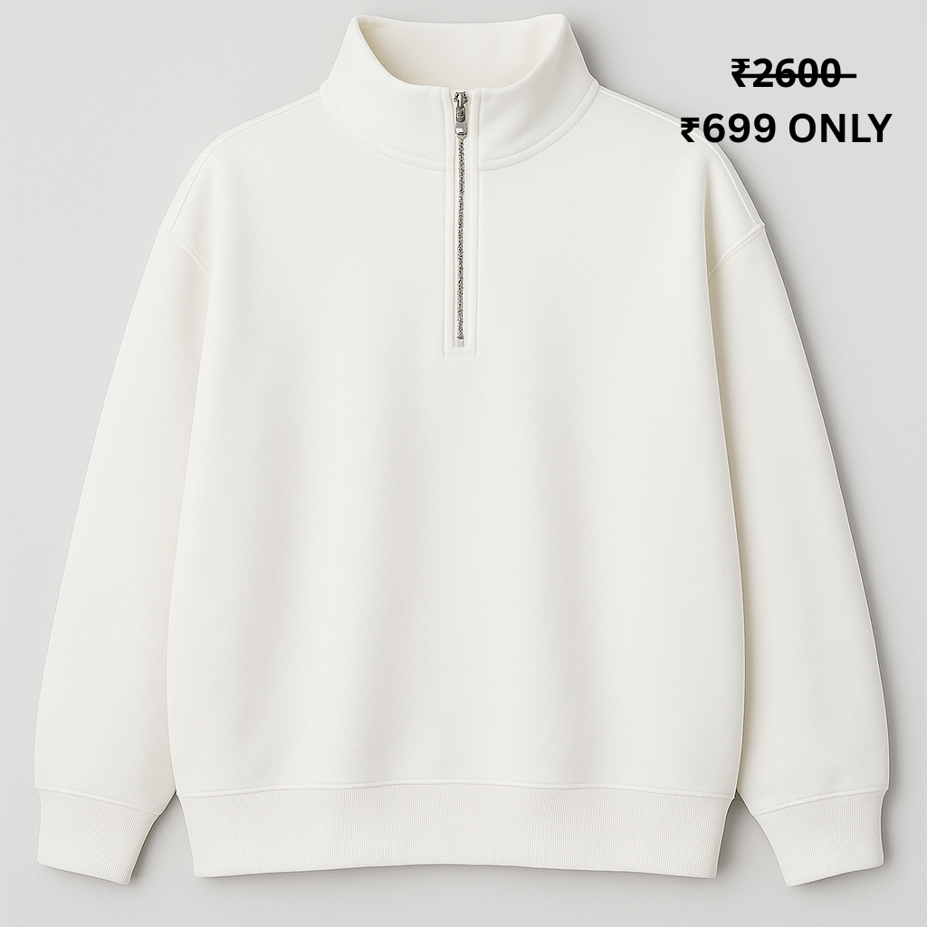 PREMIUM 380 GSM (WHITE) QUARTER ZIP