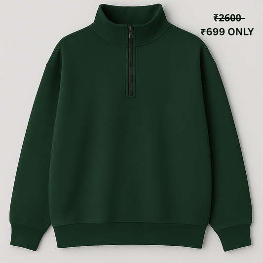 PREMIUM 380 GSM BOTTLE GREEN QUARTER ZIP