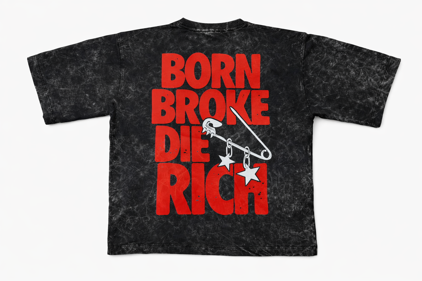 PREMIUM BOXY OVERSIZE ACID WASH (BLACK)....BROKE BORN DIE RICH...