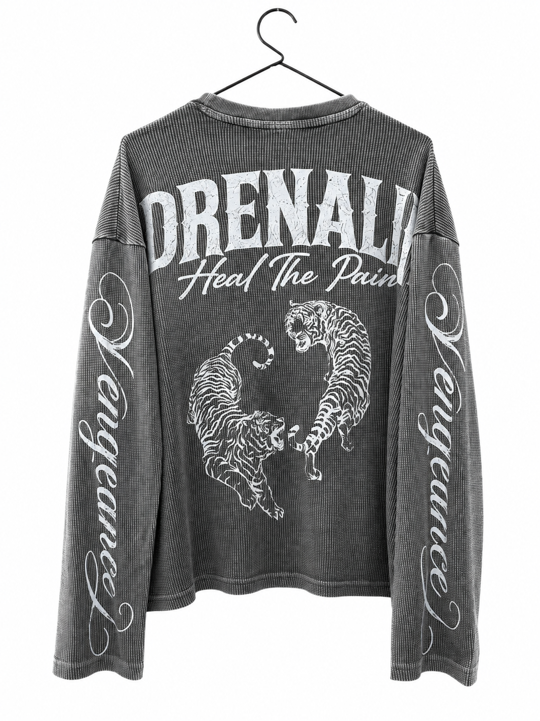 PREMIUM OVERSIZED WASHED LONG SLEEVE HENLEY T-SHIRT (BOXY FIT) GREY WASHED