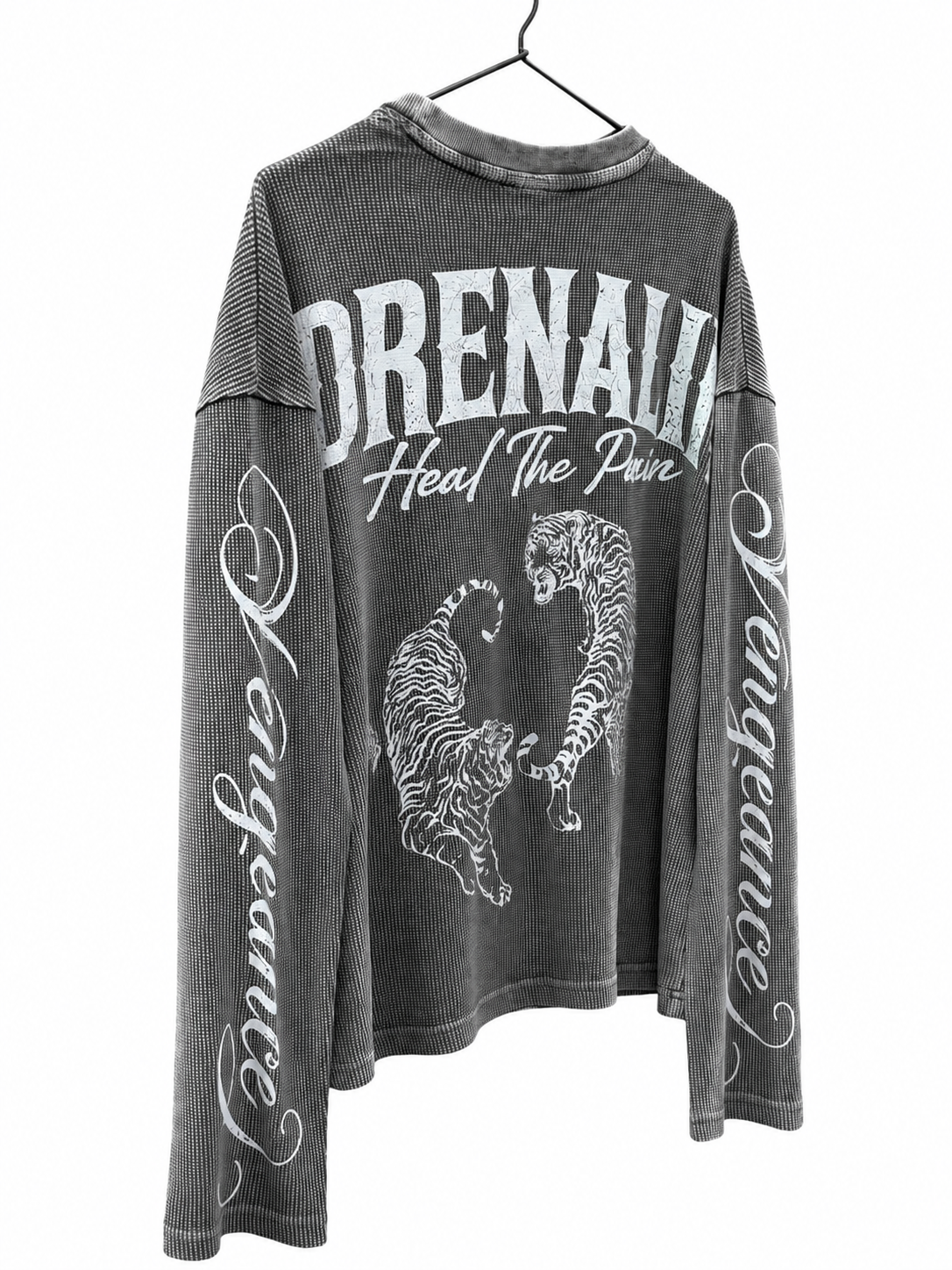 PREMIUM OVERSIZED WASHED LONG SLEEVE HENLEY T-SHIRT (BOXY FIT) GREY WASHED