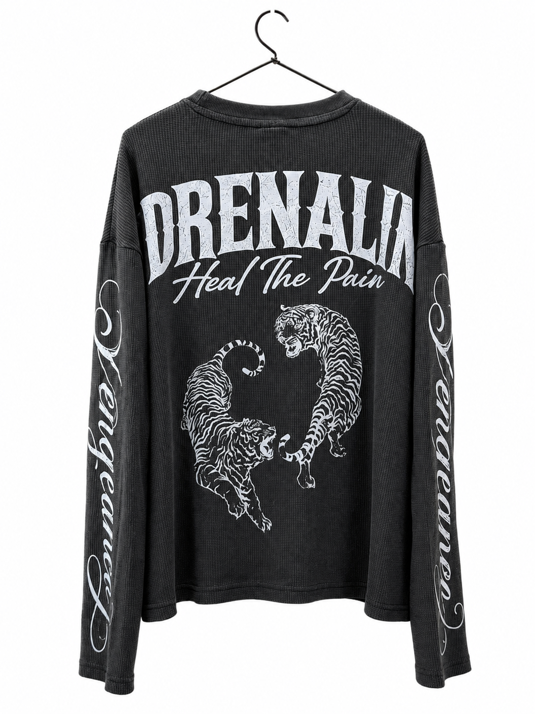 PREMIUM OVERSIZED WASHED LONG SLEEVE HENLEY T-SHIRT (BOXY FIT) BLACK WASHED