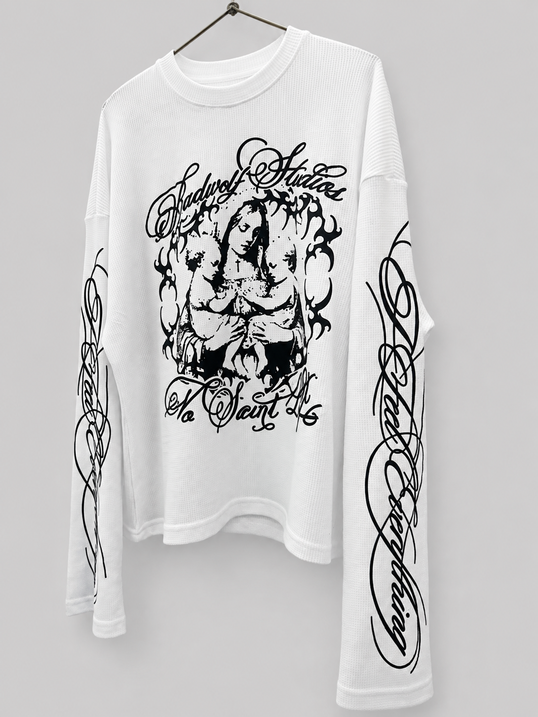 PREMIUM OVERSIZED LONG SLEEVE T-SHIRT BOXY FIT (WHITE) badwolf studio