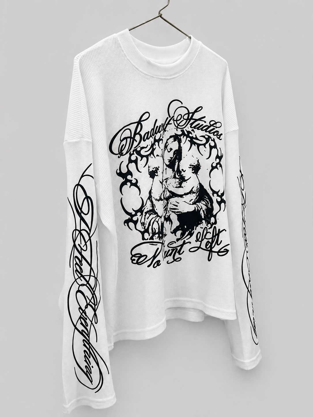 PREMIUM OVERSIZED LONG SLEEVE T-SHIRT BOXY FIT (WHITE) badwolf studio