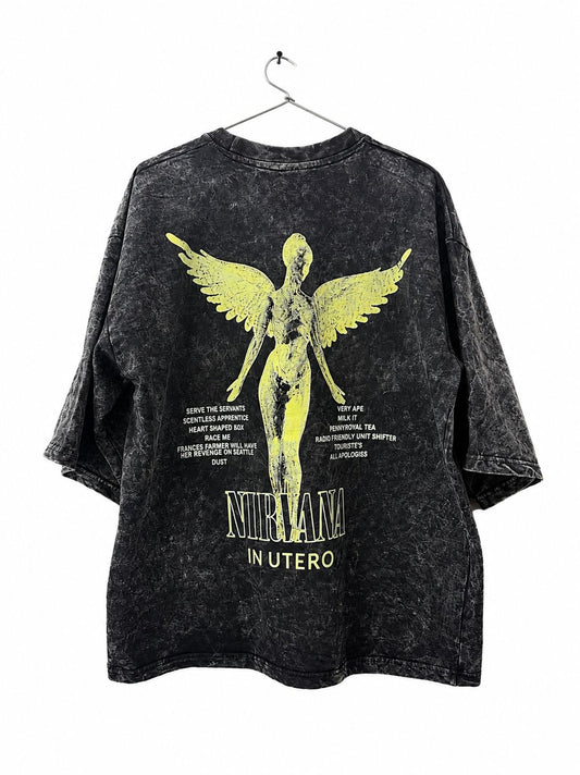 PREMIUM BOXY OVERSIZED ACID WASH T-SHIRT (BLACK)...NIRVANA