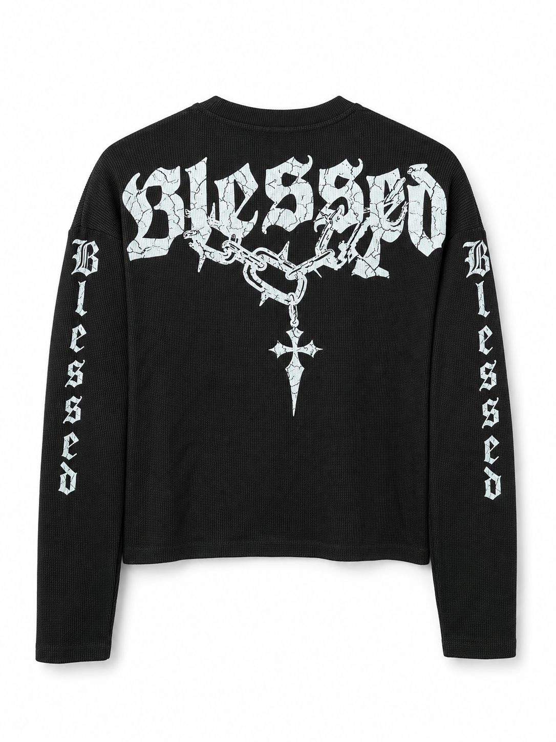 OVERSIZED LONG SLEEVE HENLEY T-SHIRT (BOXY FIT) BLACK