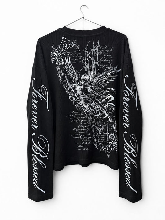 OVERSIZED LONG SLEEVE T-SHIRT (BOXY FIT) BLACK