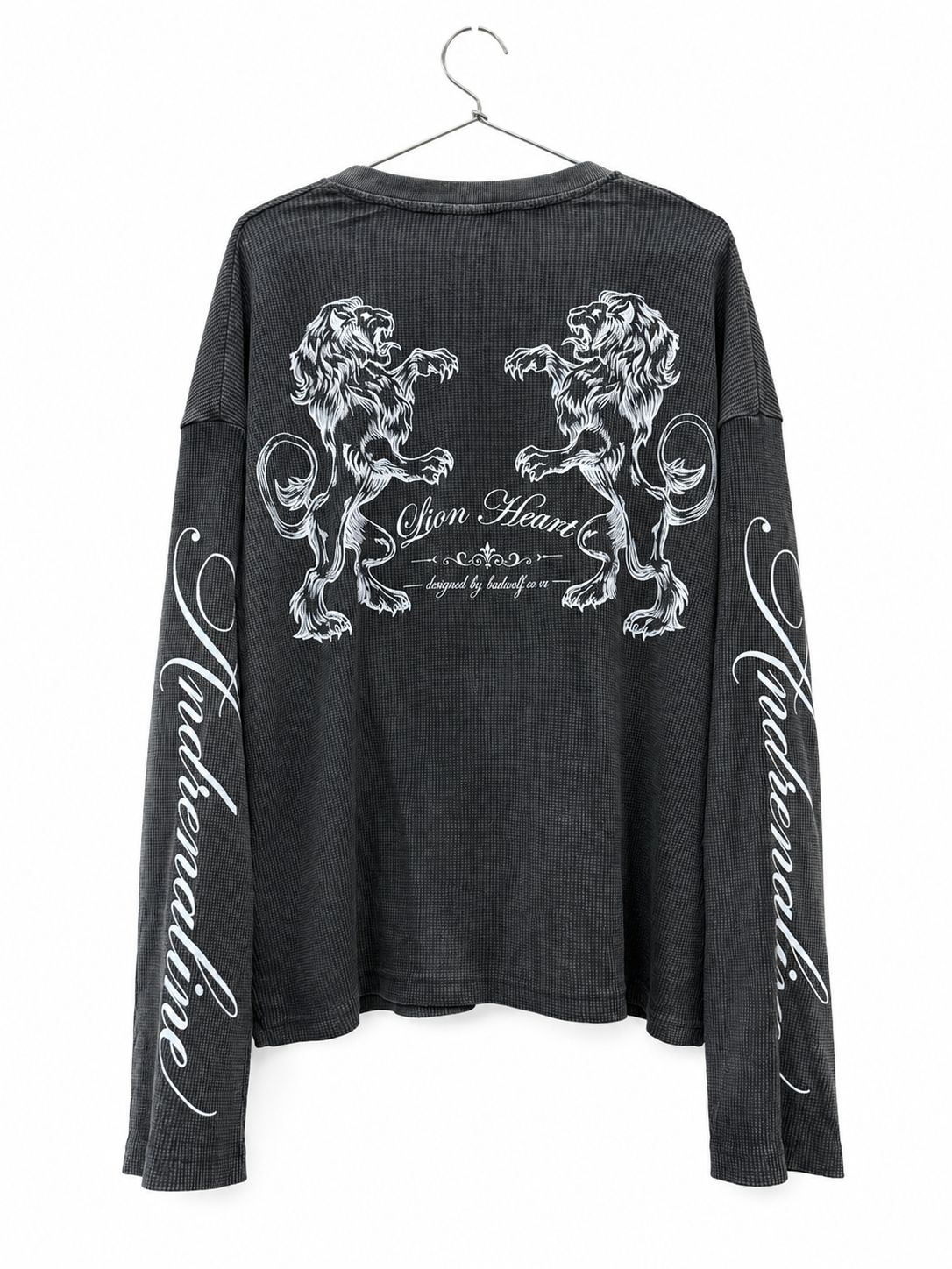 PREMIUM OVERSIZED WASHED LONG SLEEVE HENLEY T-SHIRT (BOXY FIT) BLACK WASHED