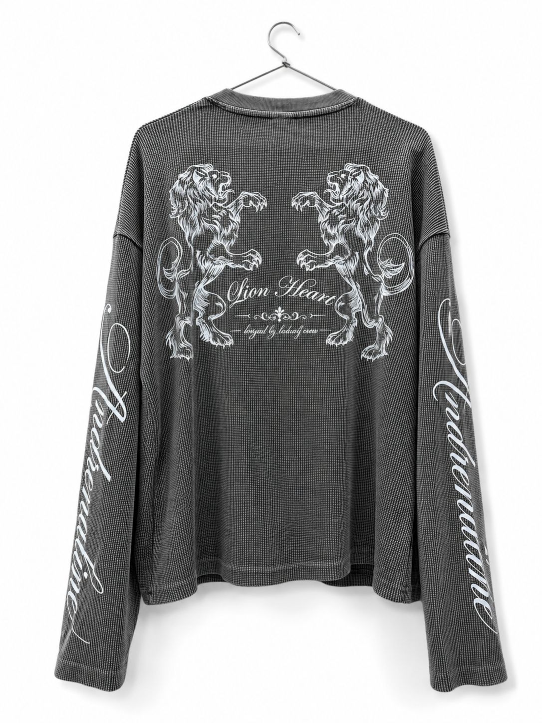 PREMIUM OVERSIZED WASHED HENLEY LONG SLEEVE T-SHIRT (BOXY FIT) GREY