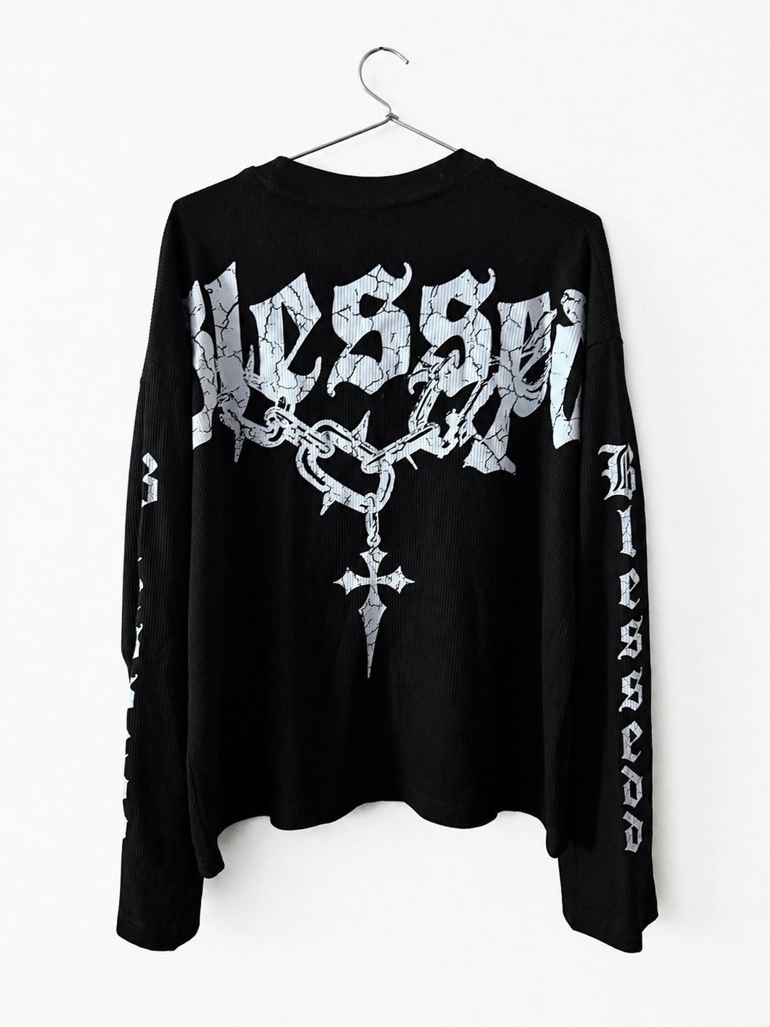 OVERSIZED LONG SLEEVE HENLEY T-SHIRT (BOXY FIT) BLACK