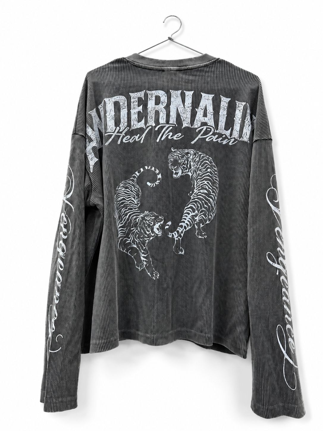 PREMIUM OVERSIZED WASHED LONG SLEEVE HENLEY T-SHIRT (BOXY FIT) GREY WASHED